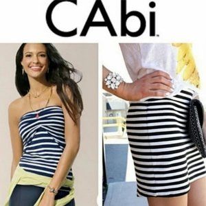 Cabi #789: Blaine 2Way Navy Blue & White Tube Top or Mini Skirt, L